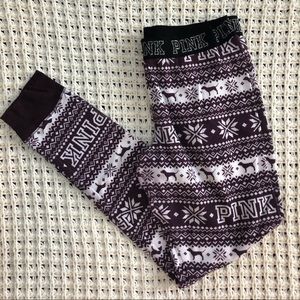 VS PINK Pajama Set Cranberry and White